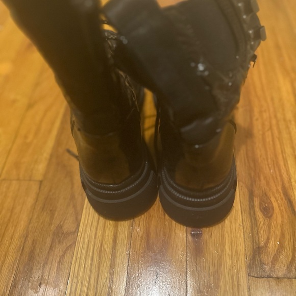 Black Patent Leather Combat Boots - Picture 2 of 6